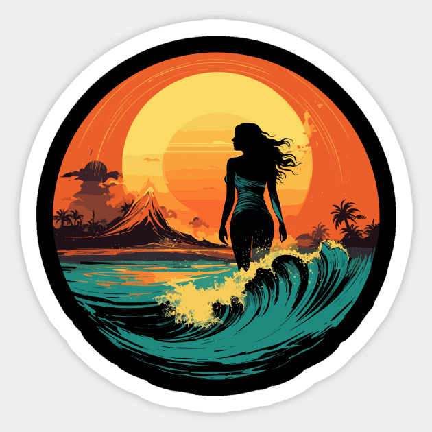 Girls surf better, summer surfing, sunset hunting v5 Sticker by H2Ovib3s